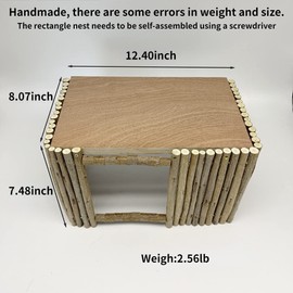 Large Wooden Rabbit Nest Bunny House and Hideouts Small Animal Play Hideaway Hut for Indoor Adult Rabbit Guinea Pig Chinchilla Habitat (Rectangle)