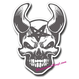 2 x Glossy Vinyl Stickers - Demon Devil Skull Anarchy Laptop Decal #0103 (As Shown.)