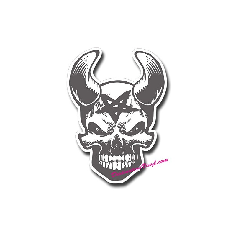 2 x Glossy Vinyl Stickers - Demon Devil Skull Anarchy