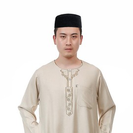 Mens Muslim Prayer Hat Warm Islam Prayer Cap Velvet Turkish Prayer Hat Muslim Skull Cap Islamic Worship Hat Turkish Beanie Cap Ramadan Pray Eid Gift Indian Hat Black Kufi Round Cap 60cm