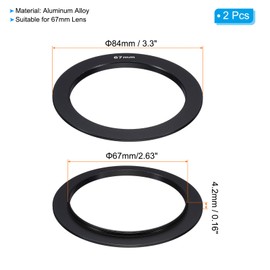 PATIKIL 67mm Lens Adapter Ring, 2 Pcs Metal Camera Lens Adapter for P Series Filter DSLR Camera Lenses Accessories, Black