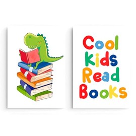 NUBUNI Original Poster | Accessories and Decorations | Deco Baby Bedroom | Wall Decoration Children's Bedroom | Poster Bedroom | Picture Bedroom | Frame Not Included | Dino Reading
