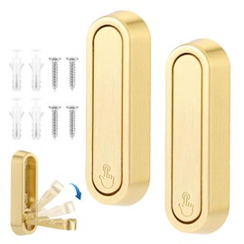 Lyreh 2pcs Folding Wall Hooks, Zinc Alloy Hideaway Flip Down Heavy Duty Hooks Practical Accessories Supplies for Hanging Coat Pants Backpack Towel Umbrella (Gold)