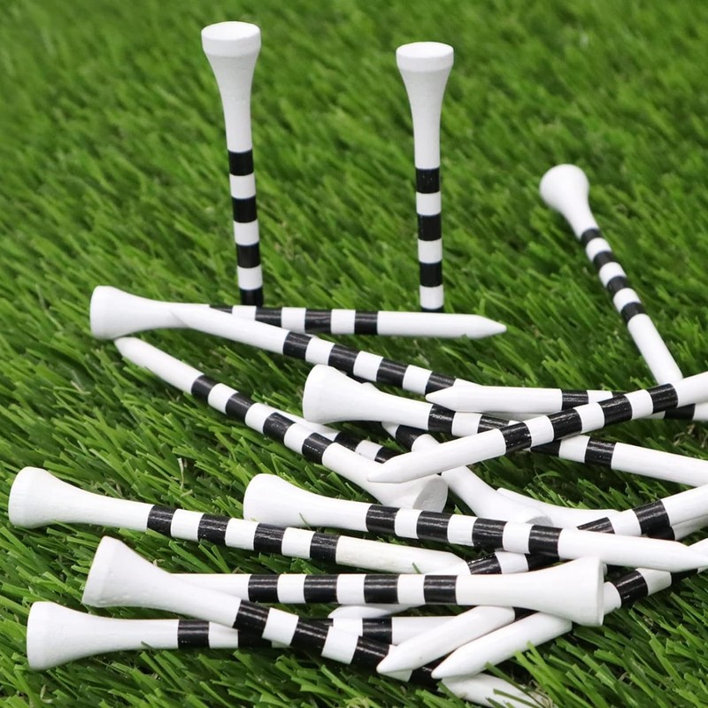 GAIVEK 100 Pcs Natural Wood/Bamboo Golf Tees 70mm, Durable Biodegradable