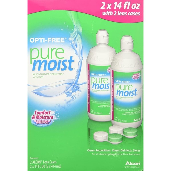 Opti-Free Pure Moist Disinfecting Contact Lens Cleaning Solution, 2x14 Oz