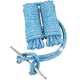 Young Marine 1/2” X 15’ Nylon Dock Lines Marine-Grade Double-Braided Nylon Dock Line with 12” Eyelet.Boat Rope Mooring Rope Dock Line for Boats Under 40 ft (Blue&Gray-2 Pack)