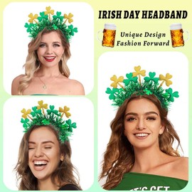Gangel St Patricks Day Headbands Green Bow Hairband Bows Hair Hoop Irish Shamrock Hair Accessories for Women (F)