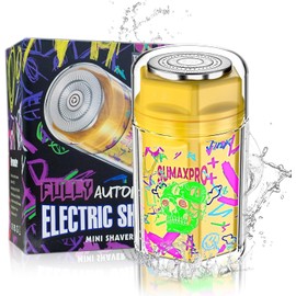 Mini Electric Shaver for Men, Ipx-7 Waterproof USB Rechargeable Portable Travel Razor (Yellow)