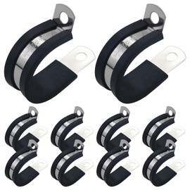 22 PCS Stainless Steel Rubber Cushioned R Shape Clamps,Cable Mounting Hose Pipe Clamps,Rubber Lined P Clips (25mm)