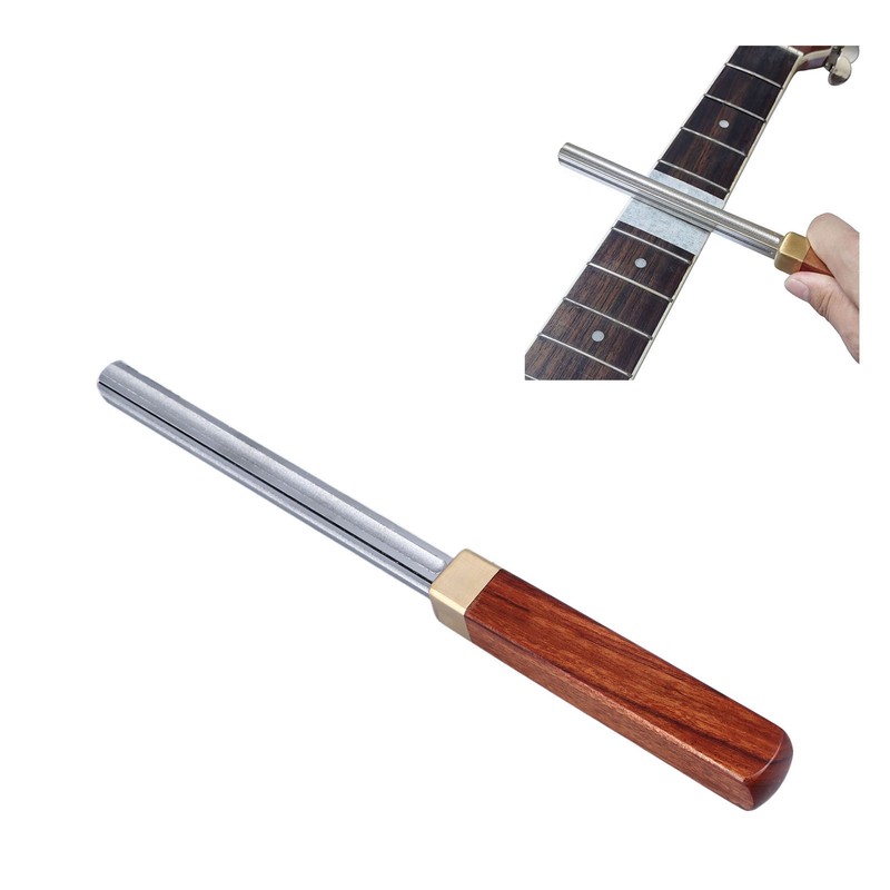 Guitar Fret Crowning File Chrome Plated Solid Wood Handle Fret