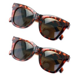 V.W.E. 2 Pairs Women Bifocal Reading Sunglasses Reader Glasses Large Oversized Bold (2 Tortoise, 2.25, multiplier_x)