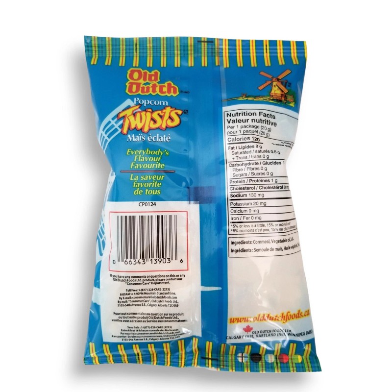 Old Dutch Popcorn Twists, Snack Size, 20g/0.7 oz