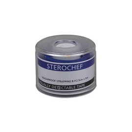 Sterochef 5682 Blue Visually Detectable Tape, 2.5 cm x 5 m (Pack of 12)