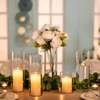 Set of 6 Pillar Candles with Clear Glass Cylinder Vases