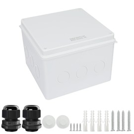 LeMotech Junction Box with Reserved Holes ABS Plastic Electrical Box IP65 Waterproof Dustproof Project Housing for Electronics White Outer Size 200 x 200 x 150 mm