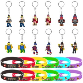 Driflo Roblx Party Favors, Keychain Bracelet, R-oblx Party Decorations 24Pcs, R-oblx Birthday Decorations Wristbands Party Bag Filling Birthday Favours Gifts for Kids Fans