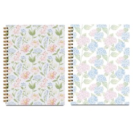 2 Pcs Floral Spiral Notebook, Coquette Preppy Spiral Notebook for Women Friends Girls, 160 Pages Trendy Hardcover Journaling Notebooks for Business Writing Travel Home Office Aesthetic Notebooks