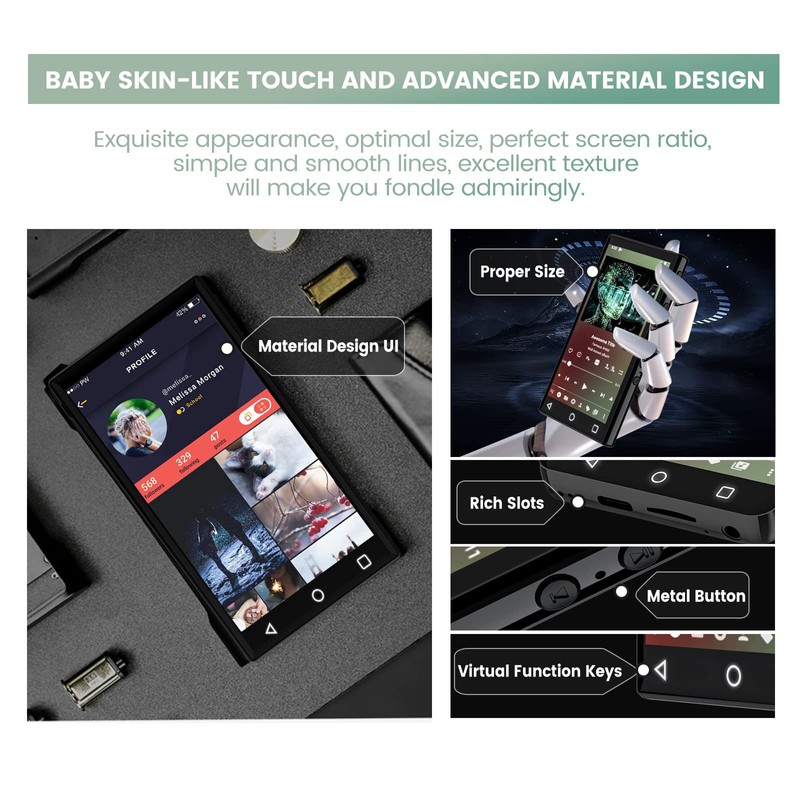 YFFIZQ 144GB MP3 Player with Bluetooth and WiFi,4.3" 1080P Full