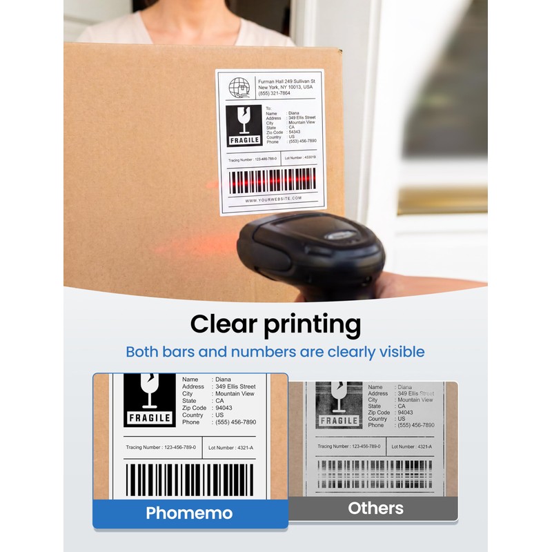 Phomemo 4x6 Shipping Labels for D421R Printer Only, 250 Labels