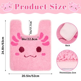 NIGOWAYS Toilet Rug - Pink Axolotl Rugs U Shaped Washable,Soft and Absorbent Bath Rug,Non Slip Toilet Bath Mat,Bathroom Contour Rug for Toilet Base(Pink,24" x 20")