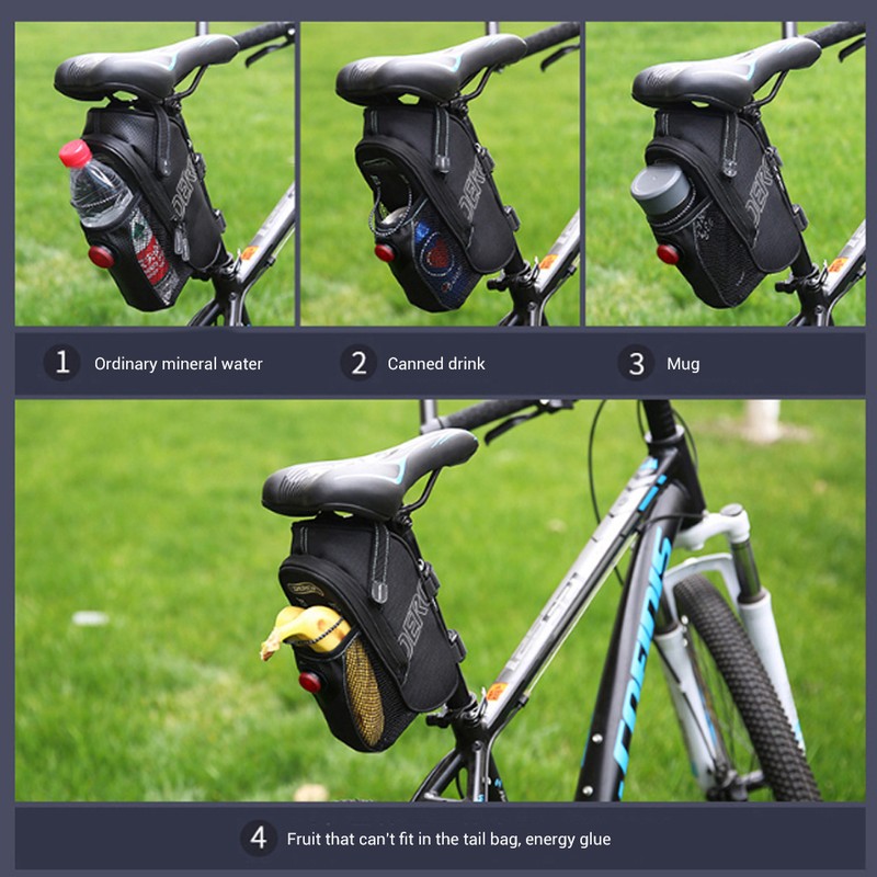 Bike Saddle Bag Water Bottle Holder with Tail Light Under