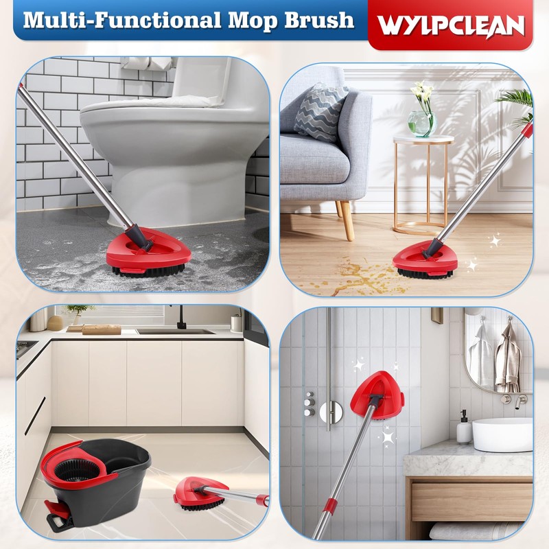 Pack of 2 Scrubbing Brushes & 1 Spin Mop Head