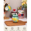 Hand-Painted Ceramic Honey Jar, 8 oz Honey Pot with Dipper