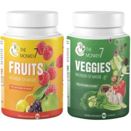 The Monkey 7 Fruits and Veggies Supplement 180 Fruit and Vegetable Capsules 2250MG Superfood