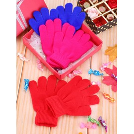 EBOOT Kids Gloves Full Fingers Knitted Gloves Warm Mitten Winter Favor for Little Boys and Girls(Color Set 2,1-3 Years Size,3 Pairs