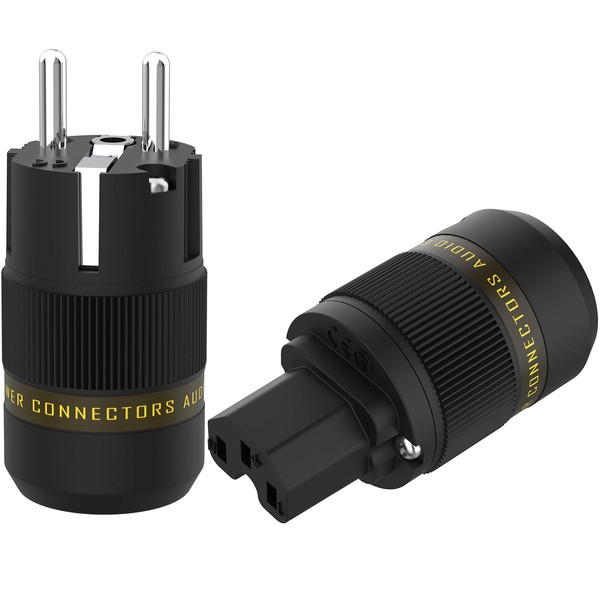 P078ER 1 Pair HiFi Schuko Plug AC 16A 250V Rhodium-Plated