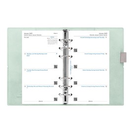 Filofax Domino Soft Organizer, Personal Size, Seagrass - Smooth, Leather-Look, Grain Effect, Tactile, Six Rings, Week-to-View Calendar Diary, Multilingual, 2025 (C021707-25)