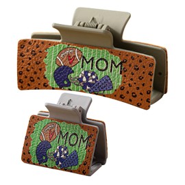 2Pcs Hair Claw Clips American Football for Women Girls – Leather Hairpin for Varied Hairstyles – Barrettes Hair Accessories Gift