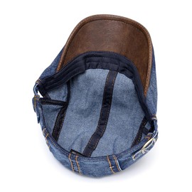Quanhaigou Unisex Denim Newsboy Hats Flat Ivy Gatsby Cabbie Driving Berets Hat Cotton Dad Cap for Men Women (Washed Denim Blue)