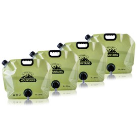 Coipdfty Water Jug Camping 2.1 Gallon Collapsible with Spigot, BPA Free Portable Water Pouch Foldable Water Bags for Outdoor Hiking, Travel and Emergency & Water Storage Containers (Green-4Pcs)
