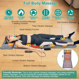 Full Body Electric Heat Vibration Massage Pad Cushion Back & Neck Massage Pillow Mat for Chair & MattressType: Advanced, Color: Grey Color