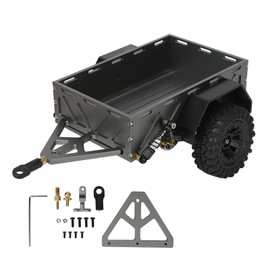 RC Car Hitch Trailer Aluminum Alloy Antislip Rubber Tire Rustproof for Traxxas TRX4M 1/18 RC Car Titanium
