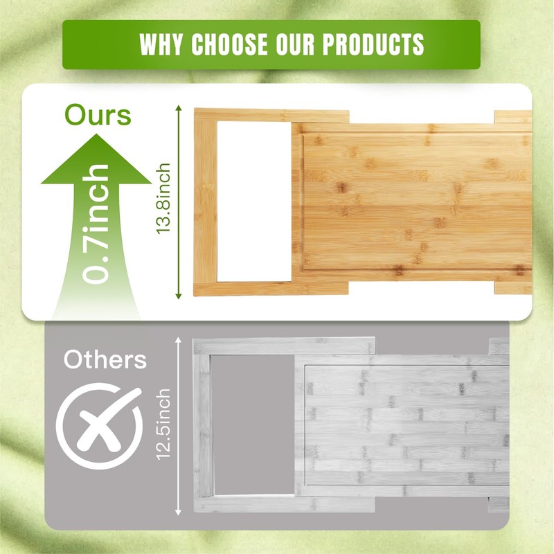 Bamboo Expandable Over The Sink Cutting Board with Juice Groove