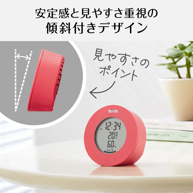 Tanita Thermometer/Hygrometer Clock Temperature Humidity Digital Tabletop Magnet White Pink