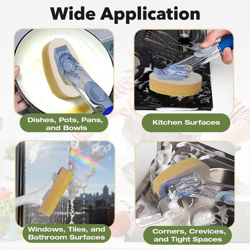 12 Pcs Dish Wand Sponge Refills – Compatible with Scrub