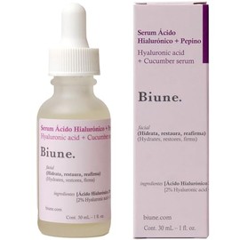 Serum Ácido Hialurónico 2% + Pepino | Rellena y Repara Líneas Finas | Hidratación +24 horas - Piel más Suave | Fórmula Ligera de Rápida Absorción para Todo tipo de Pieles | Skin Care | Biune. | 30 ml