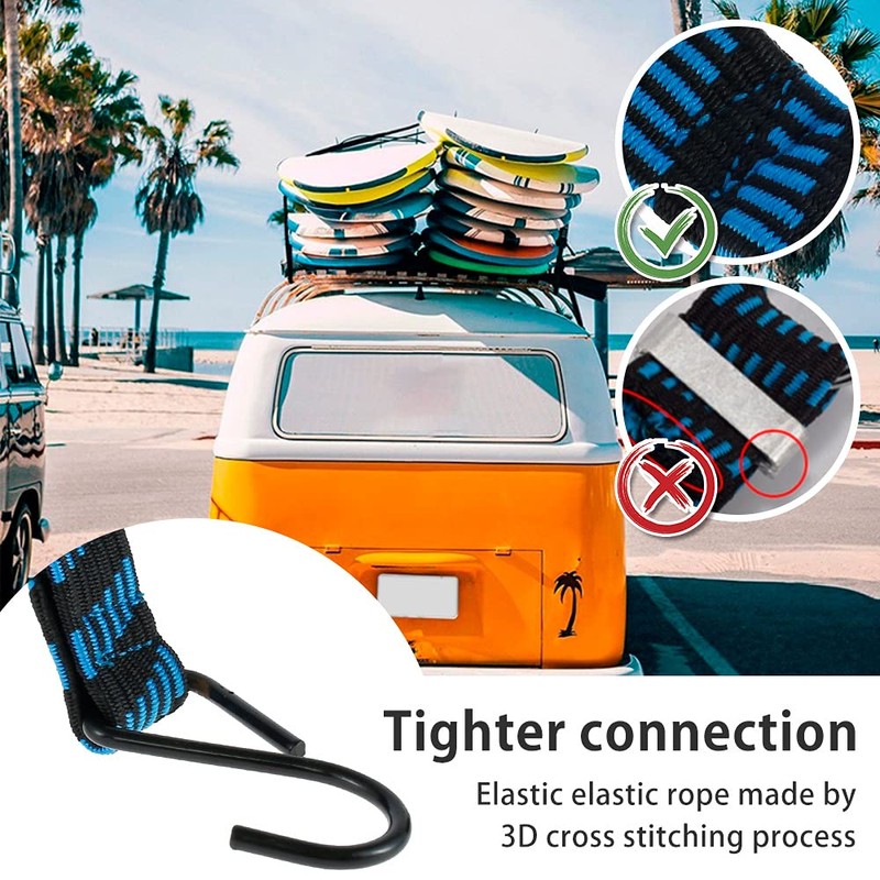 5Pcs 78.7inch Bungee Cords Elastic Bungees Cords with Hooks Heavy