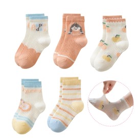Mcsfipcaser Baby girls Socks,Non Slip Infant Toddler Socks Kids Crew Ankle Low Cut Children Socks Cotton 5Pairs