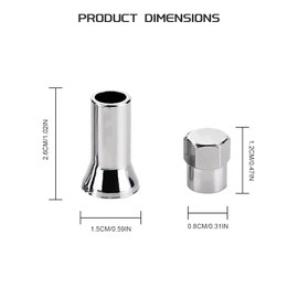 Kutyun 5Set Tire Valve Caps, Car Tire Caps Covers, Chrome Plated Valve Stem Cover, Car Part Dustproof, Waterproof, Leakproof Valve Stem Covers for TR414AC