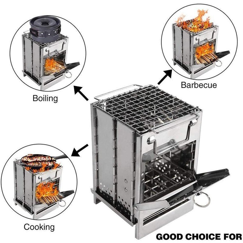 Camping Wood Burning Stove,Stainless Steel Compact Portable Foldable Camping with
