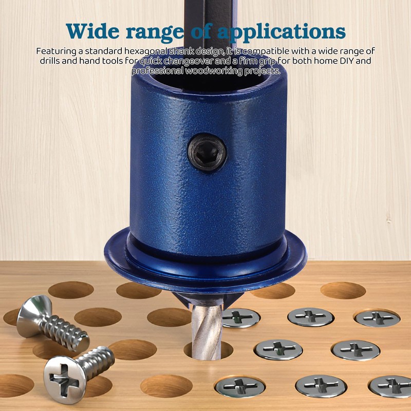 eROOSY 4-Piece Hexagonal Shank Countersunk Drill Bit Set, Countersunk Drill