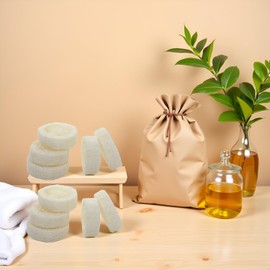 10 Pieces White Natural Loofah Discs Soap Making Loofah Scrub Body Sponge for Skin Care Bathroom Accessories