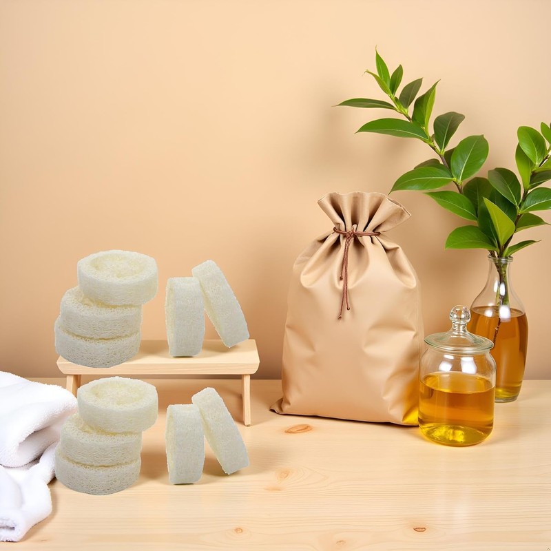 10 Pieces White Natural Loofah Discs Soap Making Loofah Scrub