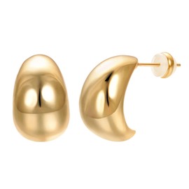 Airokiy Women's Earrings Gold Drop Chunky Trendy Lightweight Material 14K Gold Plated Huggie Earrings for Women, Alloy, No Gemstone