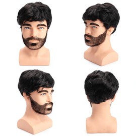 Leuik Short Black Mens Wig|Costume Toupee for Men|Synthetic Mens Wigs for Daily Use