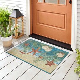 Liora Manne ESENCIA Indoor/Outdoor Power Loomed Latex Back Non Slip Mat - Transitional Whimsical Beach Colorful (Coastal Ornaments Ocean) (2'5" x 3'11")